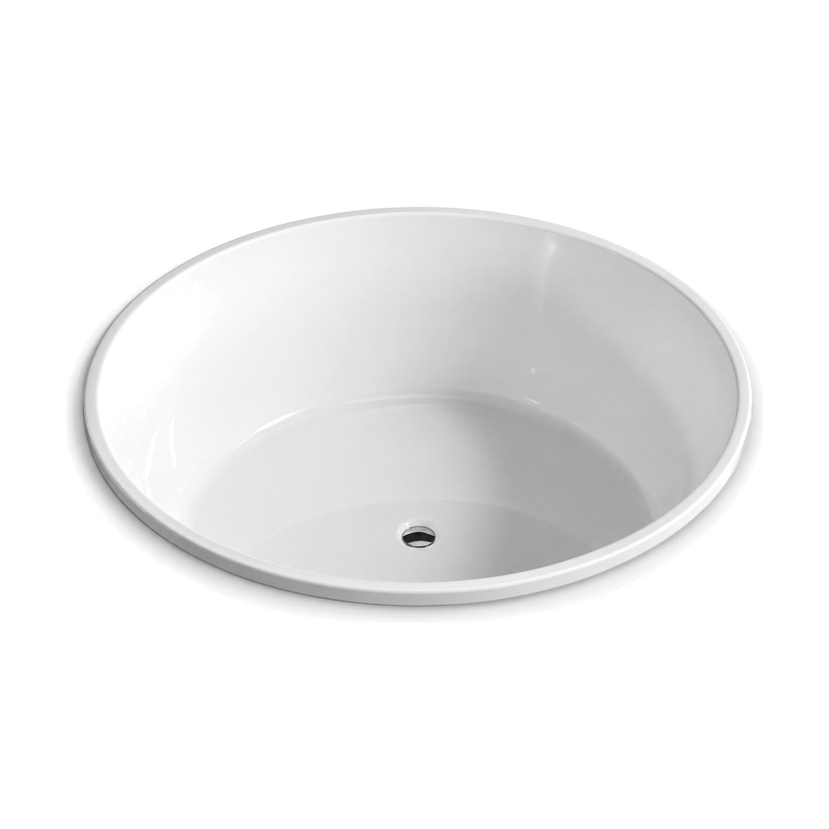 SANIKB D-8028Q - round white drop-in bathtub with a slim rim lip