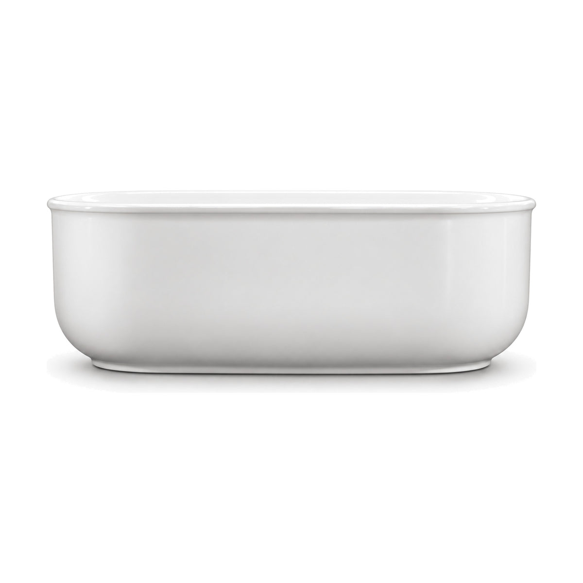 SANIKB D-8328 - gloss white capsule freestanding tub with rolled bullnose lip and near-vertical sides