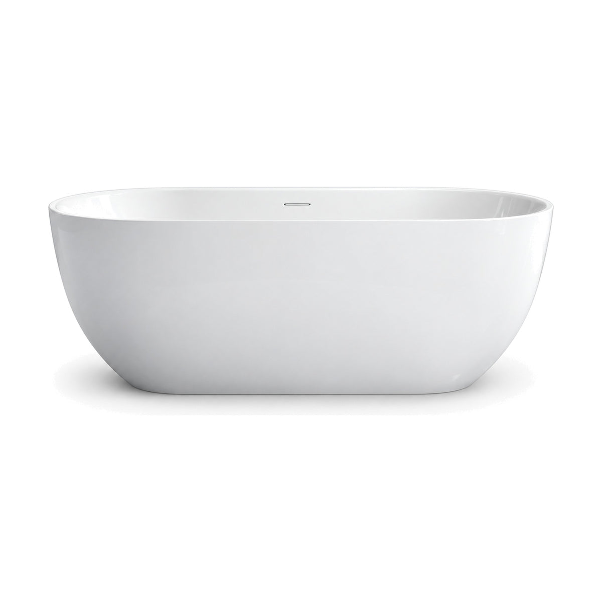 SANIKB D-8368 - gloss white oval freestanding bathtub with slim rim and softly tapered sides