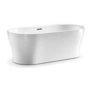 SANIKB D-8319 - gloss white capsule freestanding bathtub with ends flaring from a narrow base to a slim level rim
