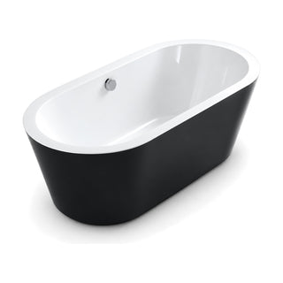 SANIKB D-8012 - double-ended freestanding bathtub with black exterior, white interior, tapered walls and flat rim band