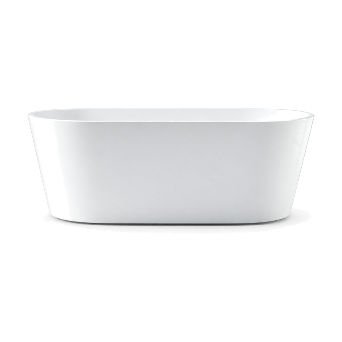 SANIKB D-8015 - white oval freestanding bathtub with slightly tapered walls, thin rounded rim and flat base