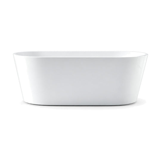 SANIKB D-8015 - white oval freestanding bathtub with slightly tapered walls, thin rounded rim and flat base