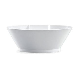 SANIKB D-8023 - wide white oval freestanding bathtub with conical flared sides, thin rim and recessed plinth band