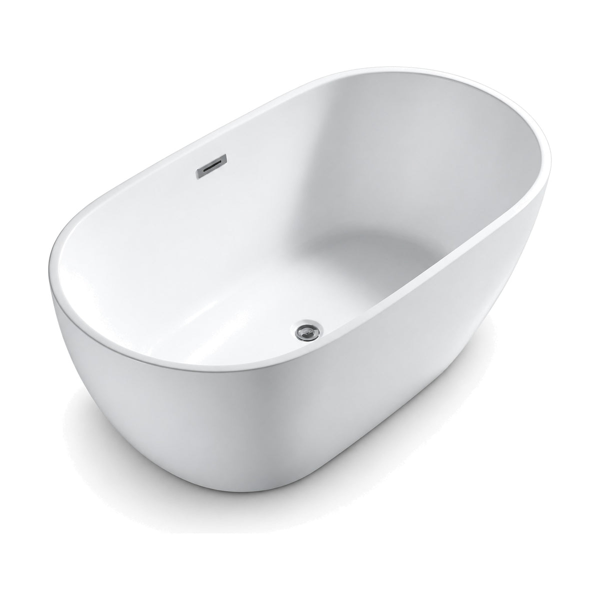 SANIKB FT011/FT012 - white double-ended oval freestanding tub with a rounded body tapering to the floor and a slim rim