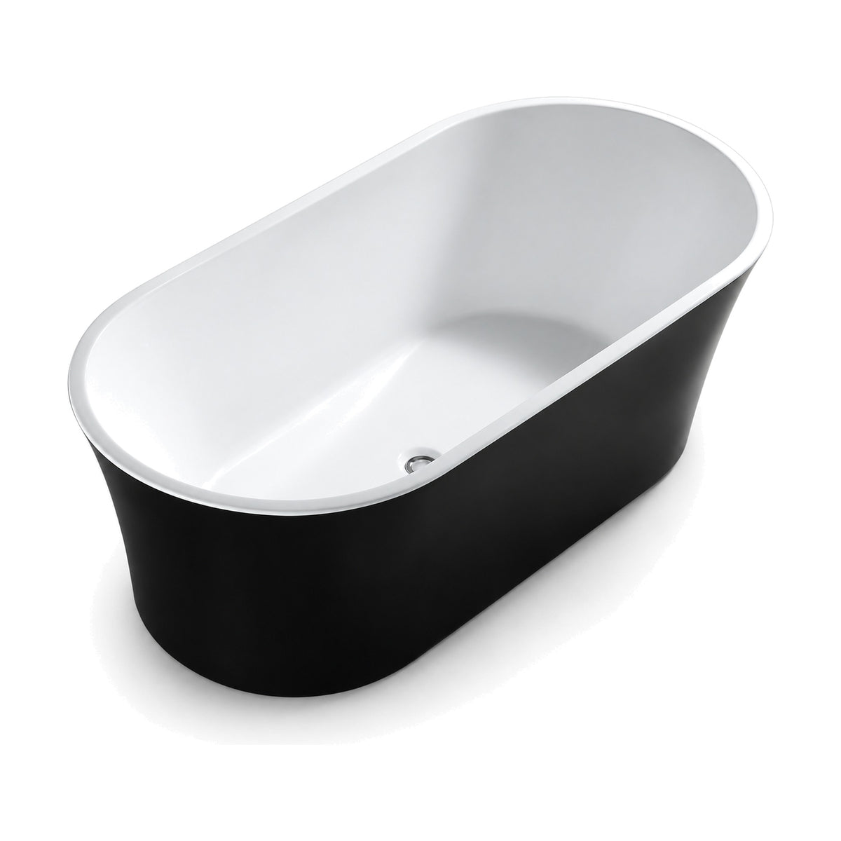 SANIKB FT029–FT031 - double-ended capsule oval freestanding tub with black exterior, white interior and slim white rim