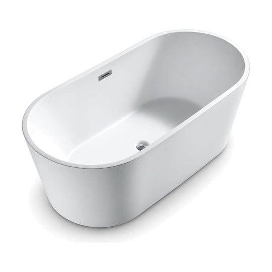 SANIKB FT037–FT039 - gloss white stadium-oval double-ended freestanding tub with straight tapered sides and thin rim