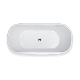 SANIKB FT040 - gloss white soft-oval double-ended freestanding tub seen from above, with a centered drain