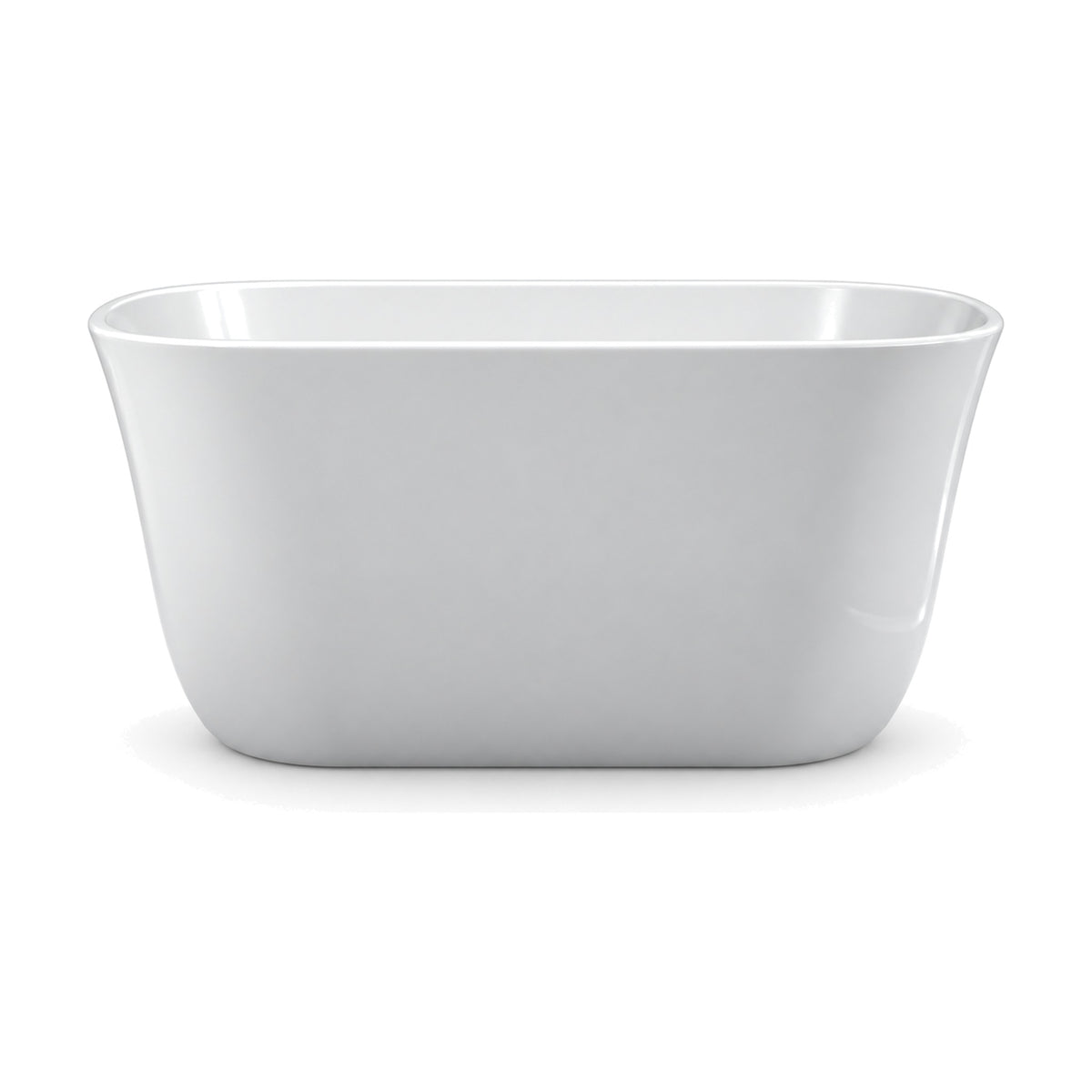 SANIKB D-8330 - compact gloss white freestanding soaking tub with tall walls, a level slim rim and an end drain