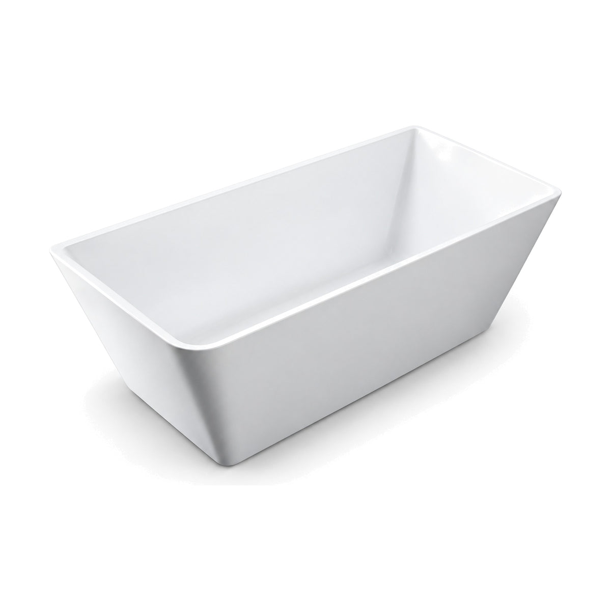 SANIKB D-8019 - white freestanding bathtub with a straight back edge, square back corners and rounded front corners