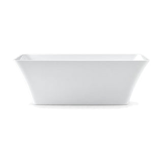 SANIKB D-8020 - white rounded-rectangle freestanding bathtub with concave flared ends, thin level rim and flat base