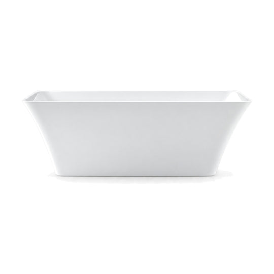 SANIKB D-8020 - white rounded-rectangle freestanding bathtub with concave flared ends, thin level rim and flat base