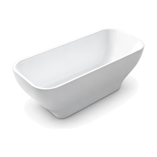 SANIKB D-8029 - narrow white rounded-rectangle freestanding tub with a thin rim, S-curved ends and a flat base