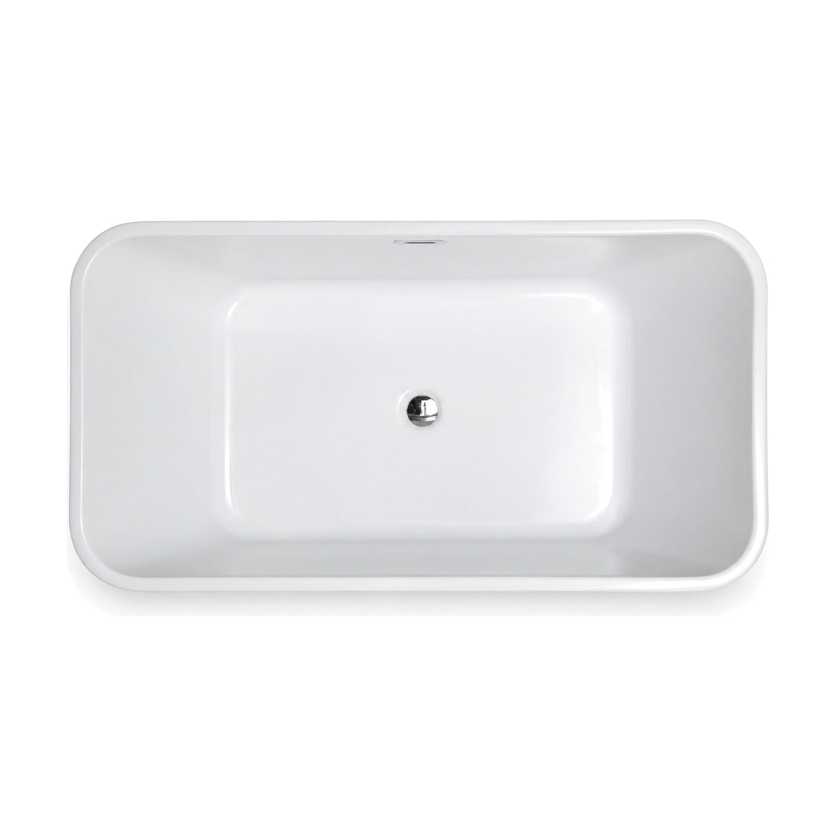 SANIKB FT006 - gloss white soft rounded-rectangle freestanding bathtub with curved corners, bowed ends and slim rim