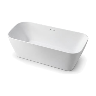 SANIKB D-8375 - matte white rectangular freestanding tub with rounded corners, tapered sides and thin rim