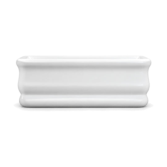 SANIKB D-8399 - gloss white rectangular freestanding tub with rolled rim, concave waist and rounded base band
