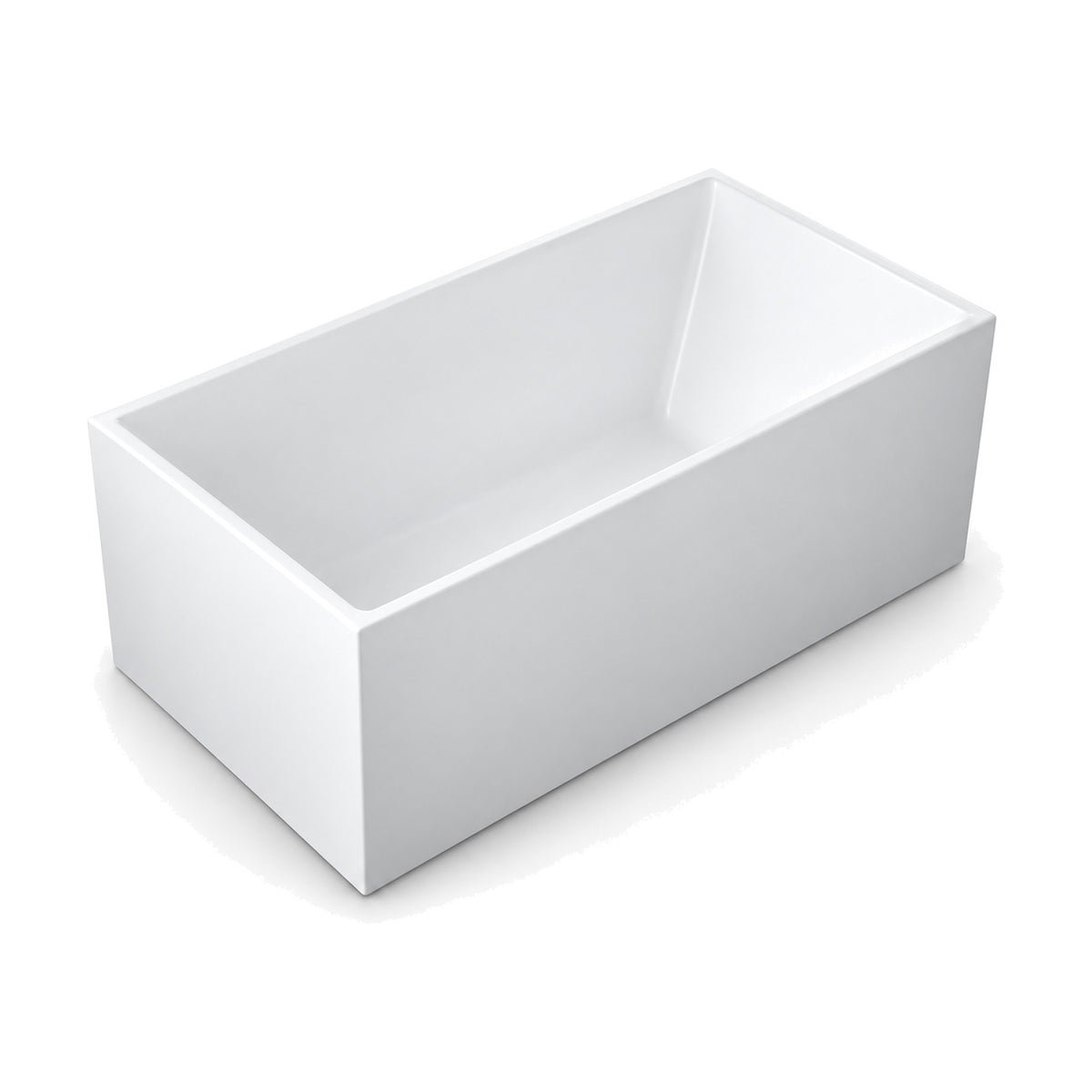 SANIKB D-8013A/D-8021A - white box-shaped rectangular freestanding tub with vertical walls, square corners and thin flat rim