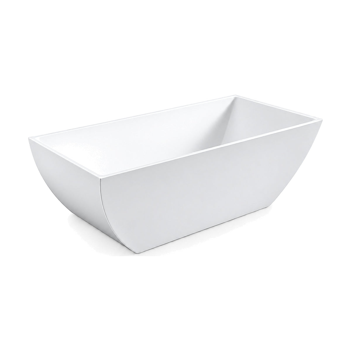 SANIKB D-8021 - white rectangular freestanding tub with flat sides and curved ends over a smaller flat base