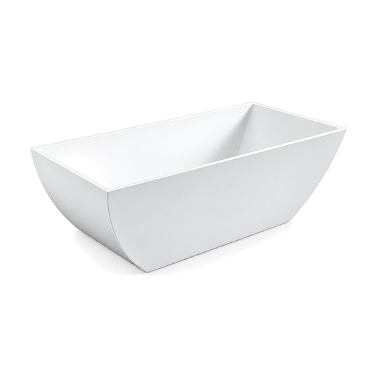 SANIKB D-8021 - white rectangular freestanding tub with flat sides and curved ends over a smaller flat base