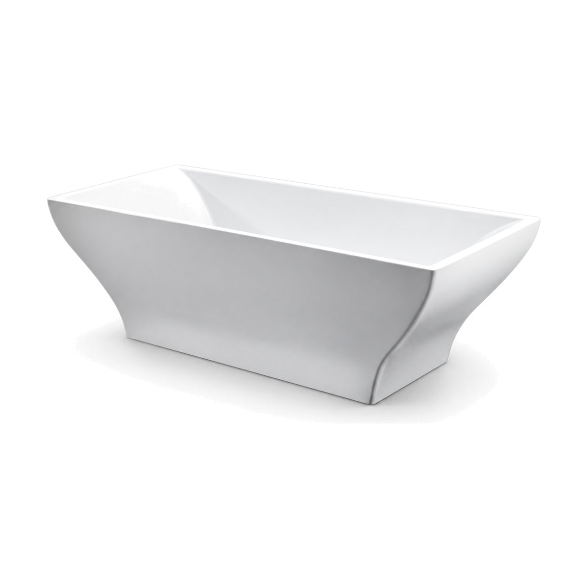 SANIKB D-8026 - white rectangular freestanding tub with S-curved ends flaring out from a narrower base