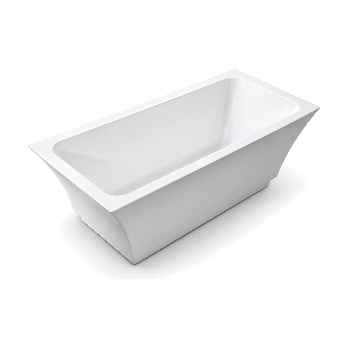 SANIKB D-8051 - white rectangular freestanding tub with concave flared sides on a stepped plinth base