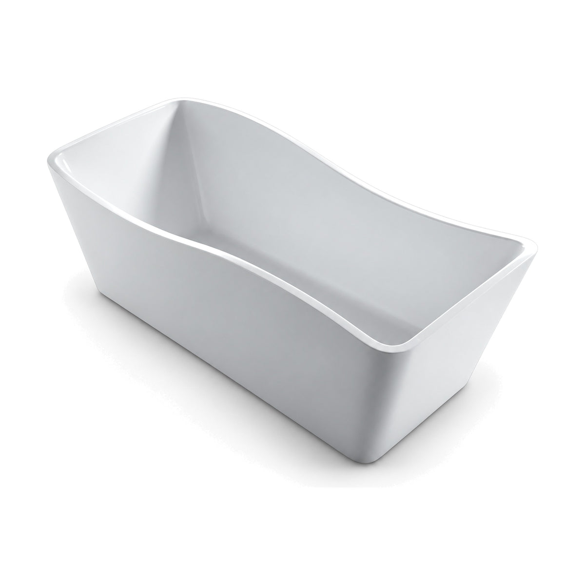 SANIKB D-8076 - white deep soaking freestanding tub with tapered sides and a wave-shaped rim
