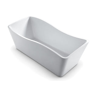 SANIKB D-8076 - white deep soaking freestanding tub with tapered sides and a wave-shaped rim