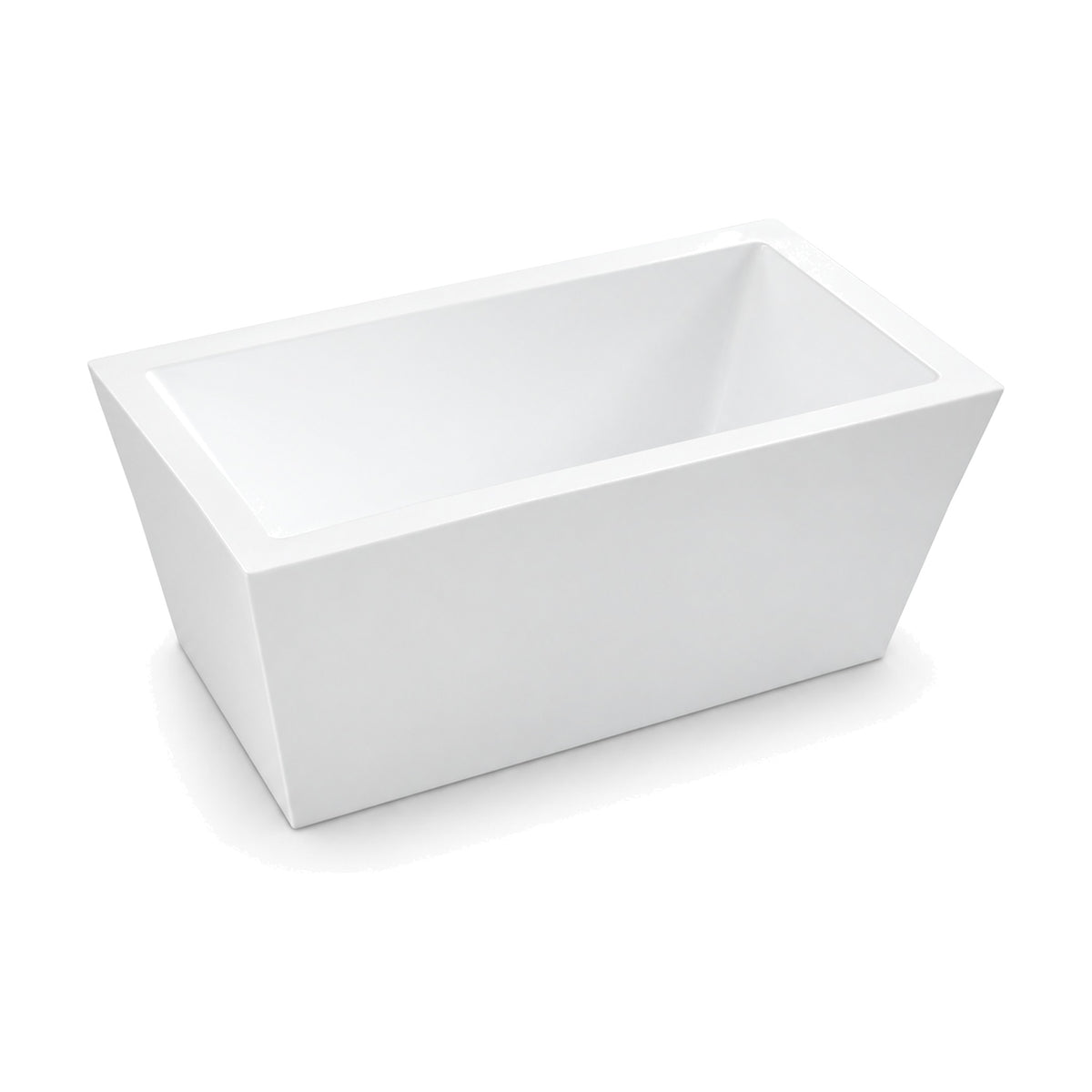 SANIKB D-8061 - white rectangular freestanding tub with flat sides tapering to the floor and a wide flat rim