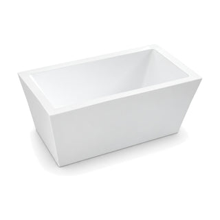 SANIKB D-8061 - white rectangular freestanding tub with flat sides tapering to the floor and a wide flat rim