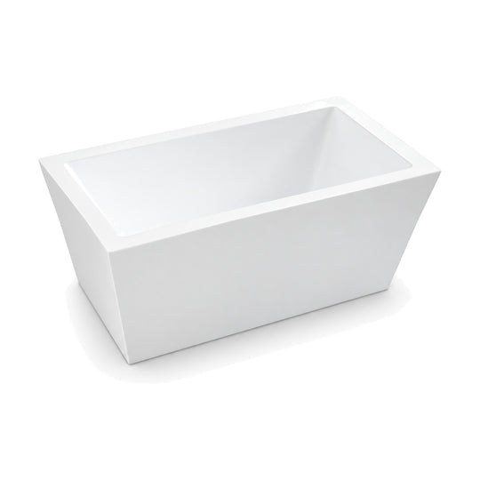 SANIKB D-8061 - white rectangular freestanding tub with flat sides tapering to the floor and a wide flat rim
