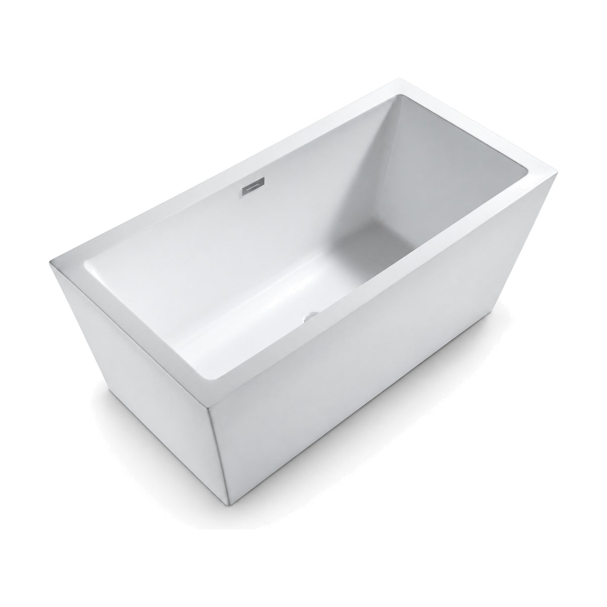 SANIKB FT001 - white tapered rectangular freestanding tub with walls flaring to a slim square rim