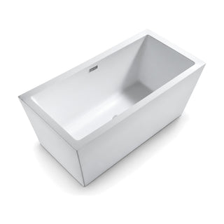 SANIKB FT001 - white tapered rectangular freestanding tub with walls flaring to a slim square rim