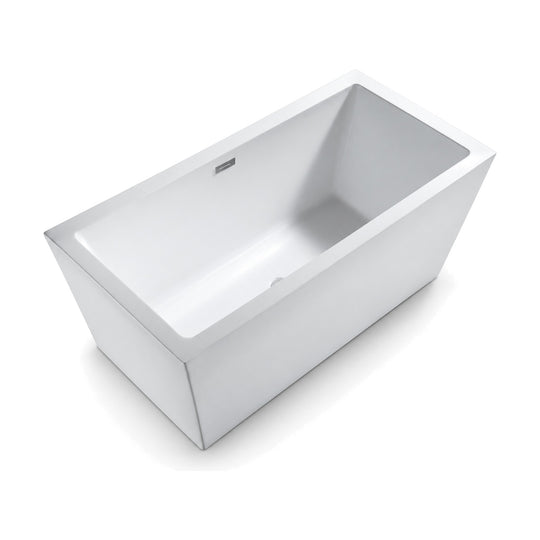 SANIKB FT001 - white tapered rectangular freestanding tub with walls flaring to a slim square rim