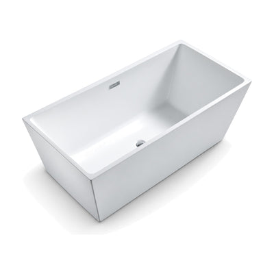 SANIKB FT002–FT004 - white rectangular freestanding tub with tapered trapezoid body and slim rim