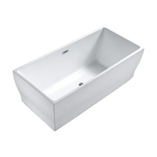 SANIKB FT005 - white rectangular freestanding tub with a curved waisted body, flared rim and flared foot