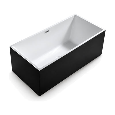 SANIKB FT013/FT014/FT023/FT024 - two-tone rectangular freestanding tub with black exterior, white interior and slim white rim