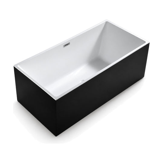 SANIKB FT013/FT014/FT023/FT024 - two-tone rectangular freestanding tub with black exterior, white interior and slim white rim