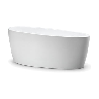 SANIKB D-8350 - white egg-shaped single-slipper freestanding tub with a rim sloping up to the broad backrest end
