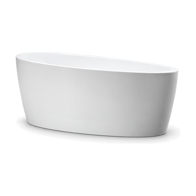 SANIKB D-8350 - white egg-shaped single-slipper freestanding tub with a rim sloping up to the broad backrest end