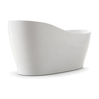 SANIKB D-8092 - white high-back single-slipper freestanding tub with a sweeping 800 mm backrest end