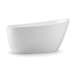SANIKB D-8099 - white oval single-slipper freestanding soaking tub with one high sloped backrest end