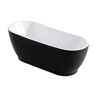 SANIKB D-8075WB - single slipper freestanding tub with matte black exterior, white interior, slim white rim and plinth base
