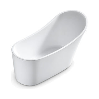 SANIKB FT055 - compact white high-back slipper soaking tub with near-vertical sides on a flat oval base