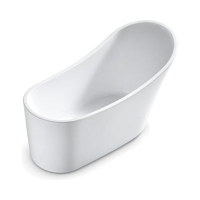 SANIKB FT055 - compact white high-back slipper soaking tub with near-vertical sides on a flat oval base