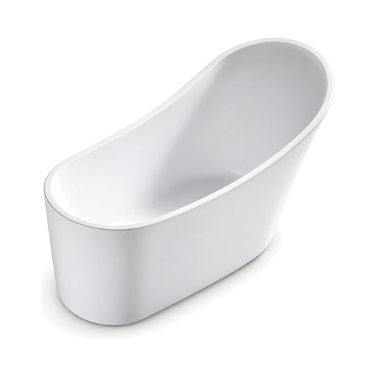 SANIKB FT055 - compact white high-back slipper soaking tub with near-vertical sides on a flat oval base