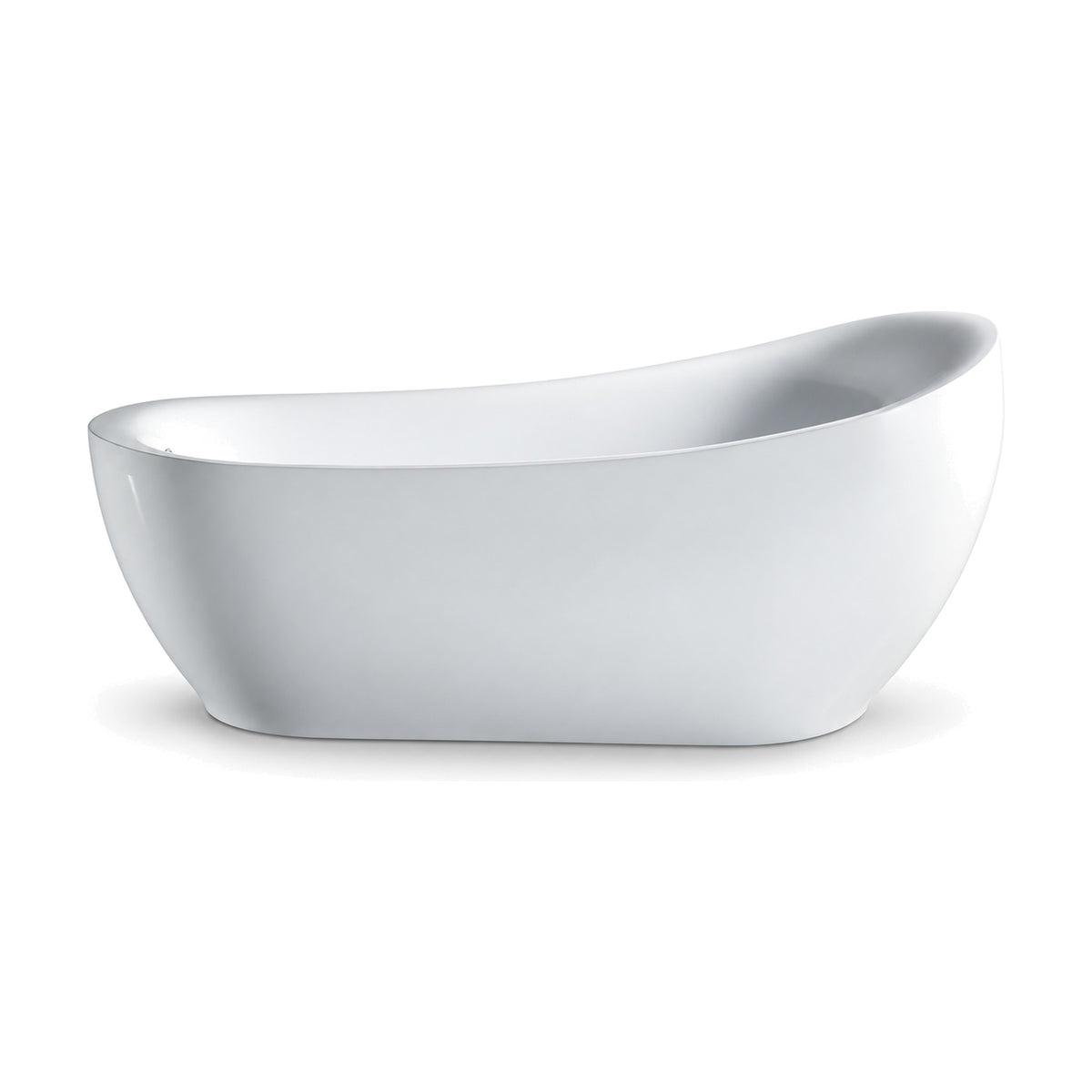 SANIKB FT066 - large gloss white single slipper freestanding tub with one high backrest end