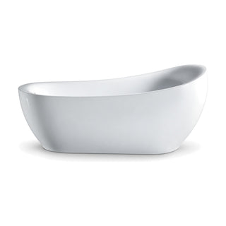 SANIKB FT066 - large gloss white single slipper freestanding tub with one high backrest end