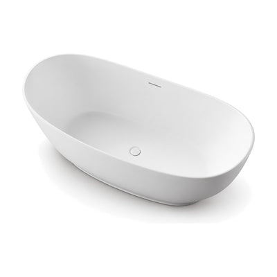 SANIKB D-8379 - matte white double slipper freestanding tub with both ends raised and a tapered body
