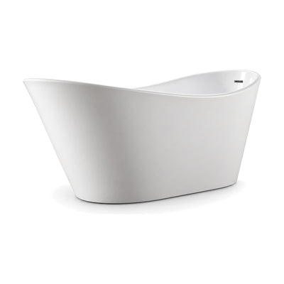 SANIKB D-8098 - white double slipper freestanding tub with one raked end, one upright end and a dipped rim