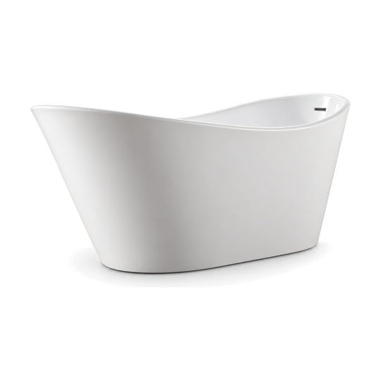 SANIKB D-8098 - white double slipper freestanding tub with one raked end, one upright end and a dipped rim